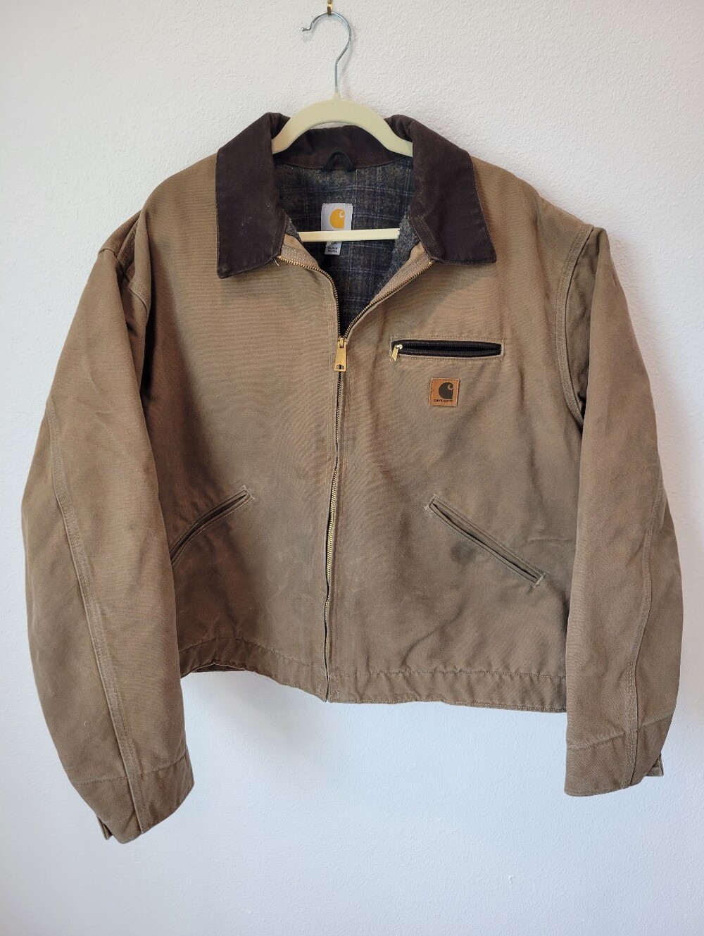 Vintage Carhartt J97 Detroit Jacket Brown Duck Canvas Blanket Lined 2XLT